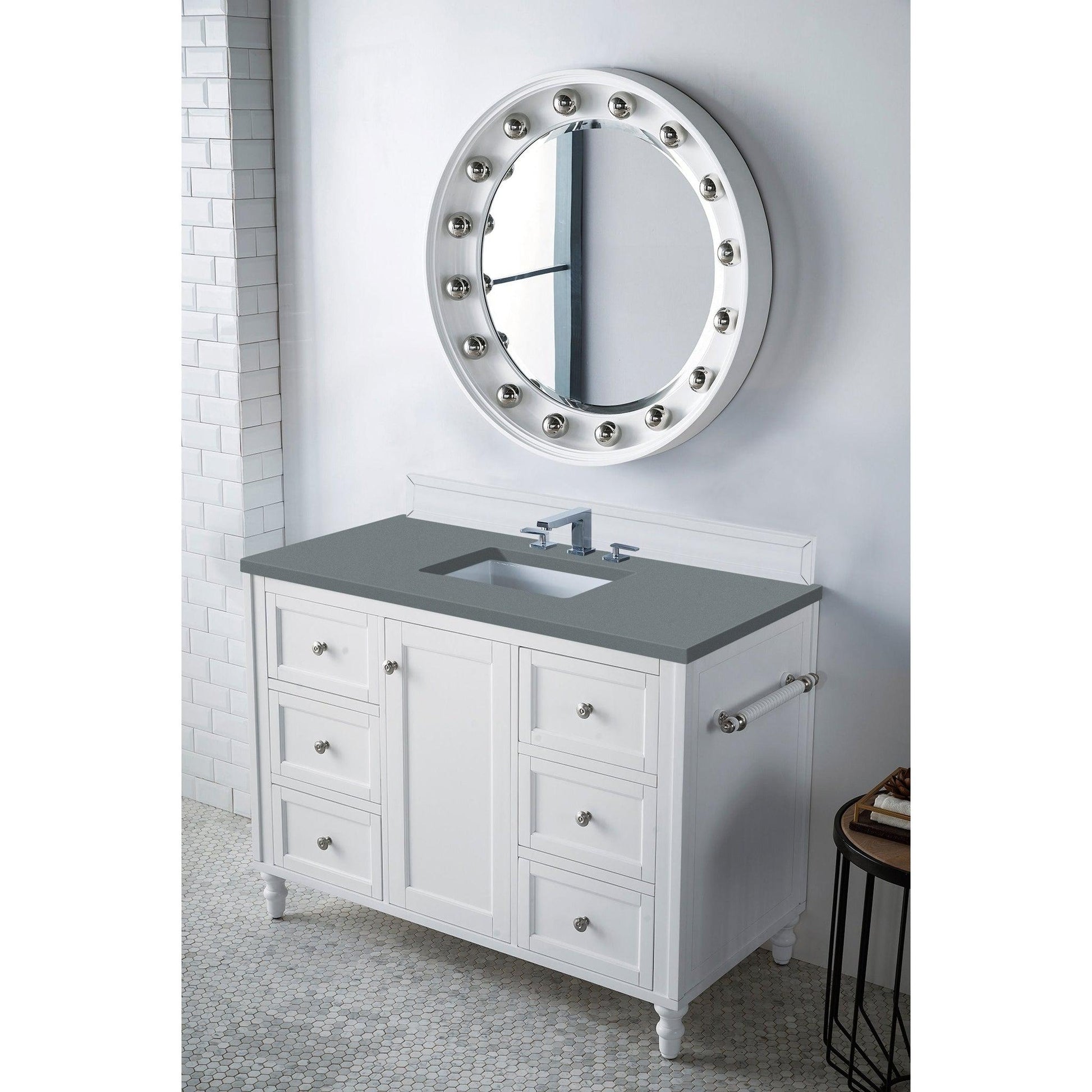 James Martin Vanities Copper Cove Encore 48" Bright White Single Vanity With 3cm Cala Blue Quartz Top