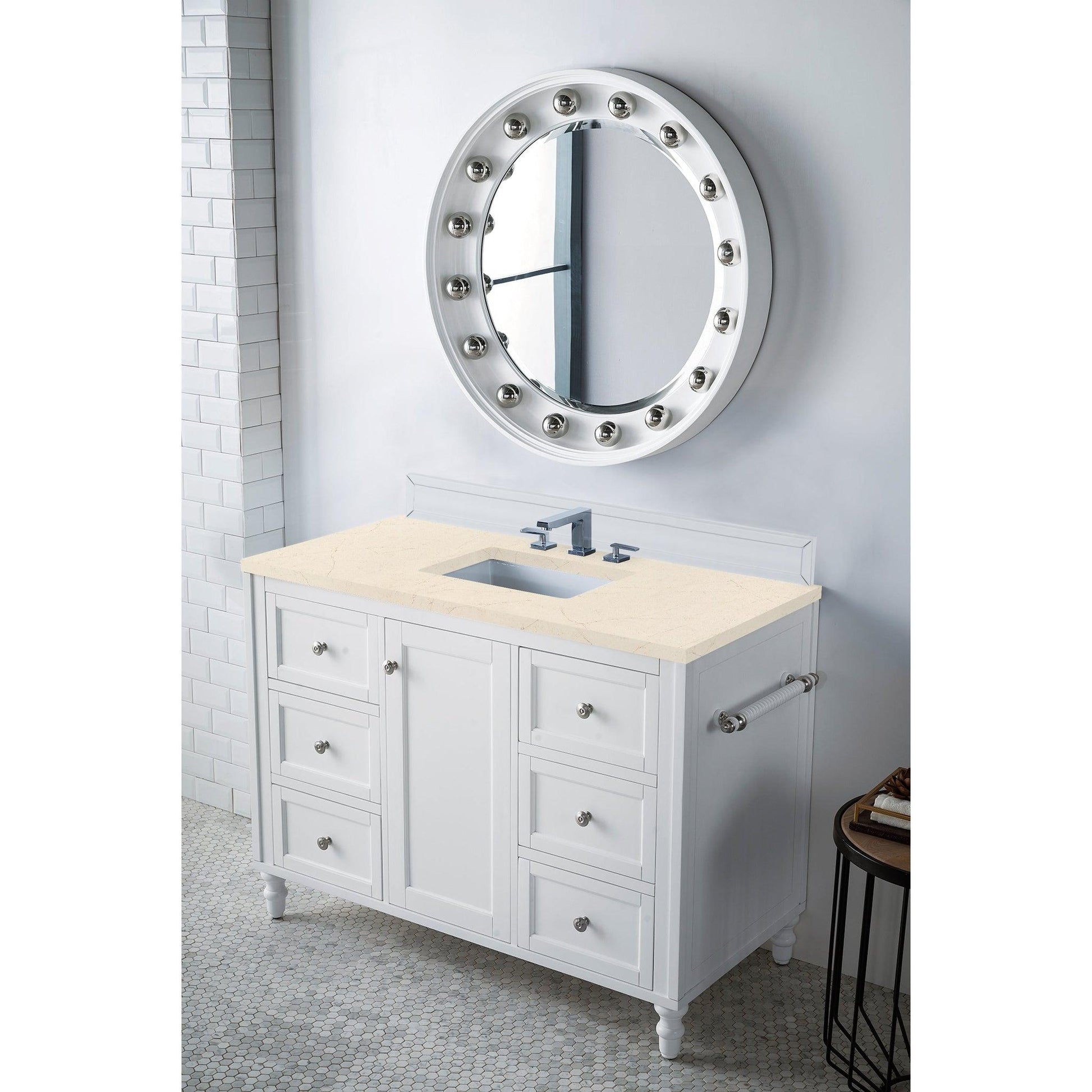 James Martin Vanities Copper Cove Encore 48" Bright White Single Vanity With 3cm Eternal Marfil Quartz Top