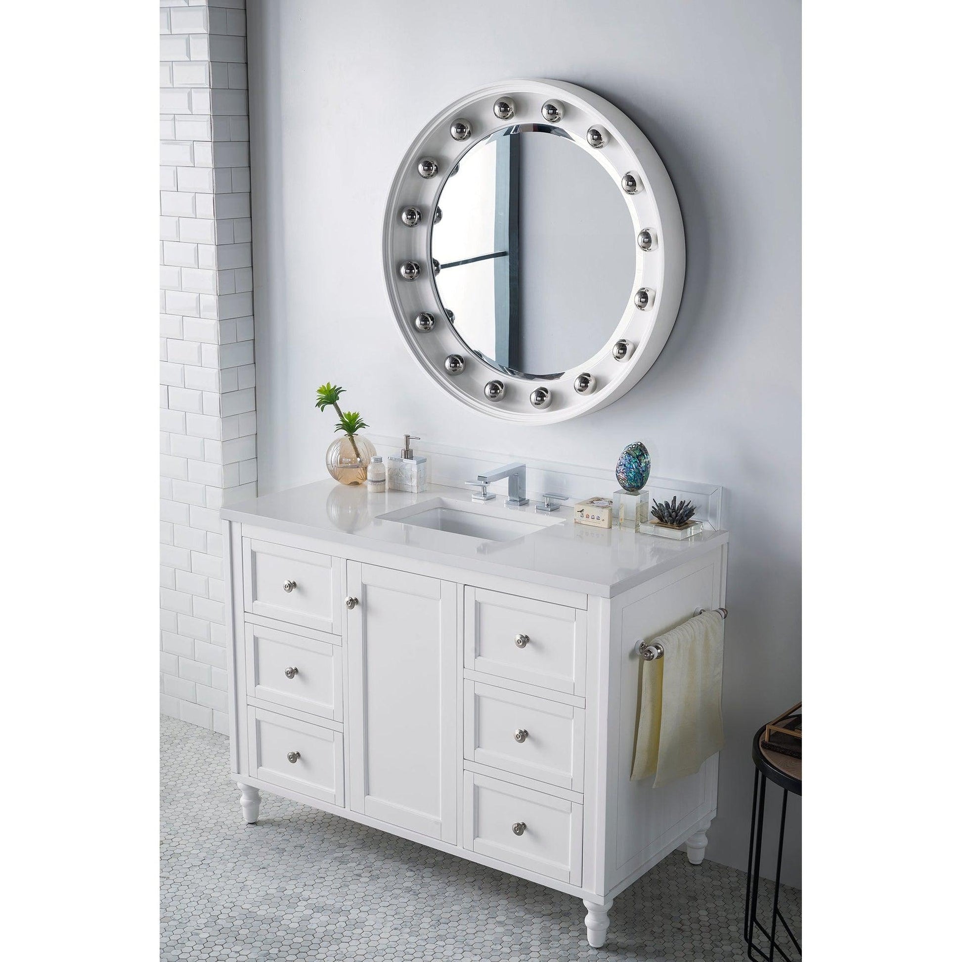 James Martin Vanities Copper Cove Encore 48" Bright White Single Vanity With 3cm White Zeus Quartz Top