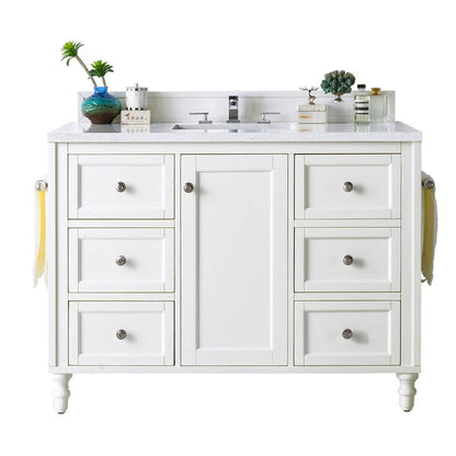 James Martin Vanities Copper Cove Encore 48" Bright White Single Vanity With 3cm White Zeus Quartz Top