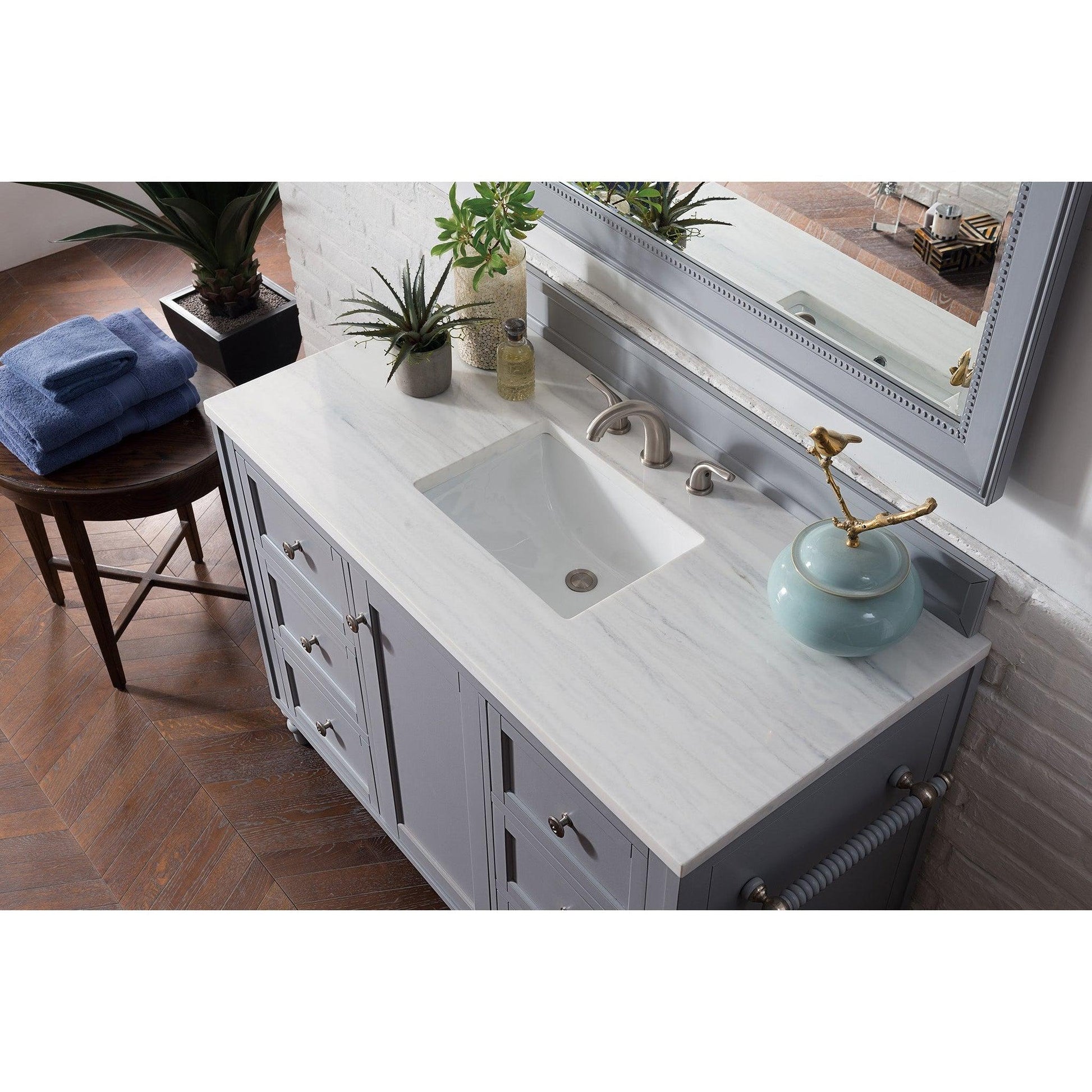 James Martin Vanities Copper Cove Encore 48" Silver Gray Single Vanity With 3cm Arctic Fall Solid Surface Top