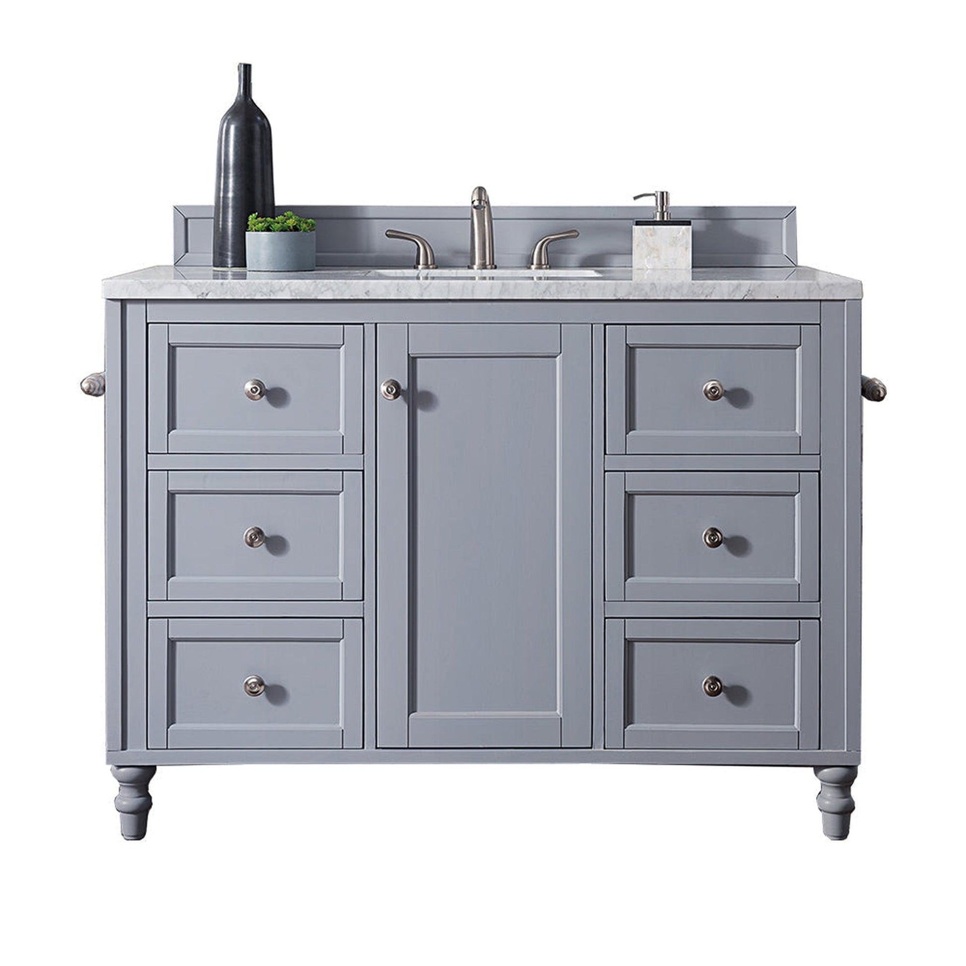 James Martin Vanities Copper Cove Encore 48" Silver Gray Single Vanity With 3cm Arctic Fall Solid Surface Top