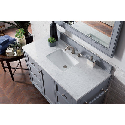 James Martin Vanities Copper Cove Encore 48" Silver Gray Single Vanity With 3cm Carrara Marble Top