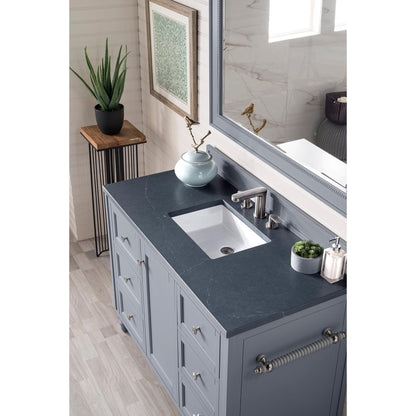 James Martin Vanities Copper Cove Encore 48" Silver Gray Single Vanity With 3cm Charcoal Soapstone Quartz Top