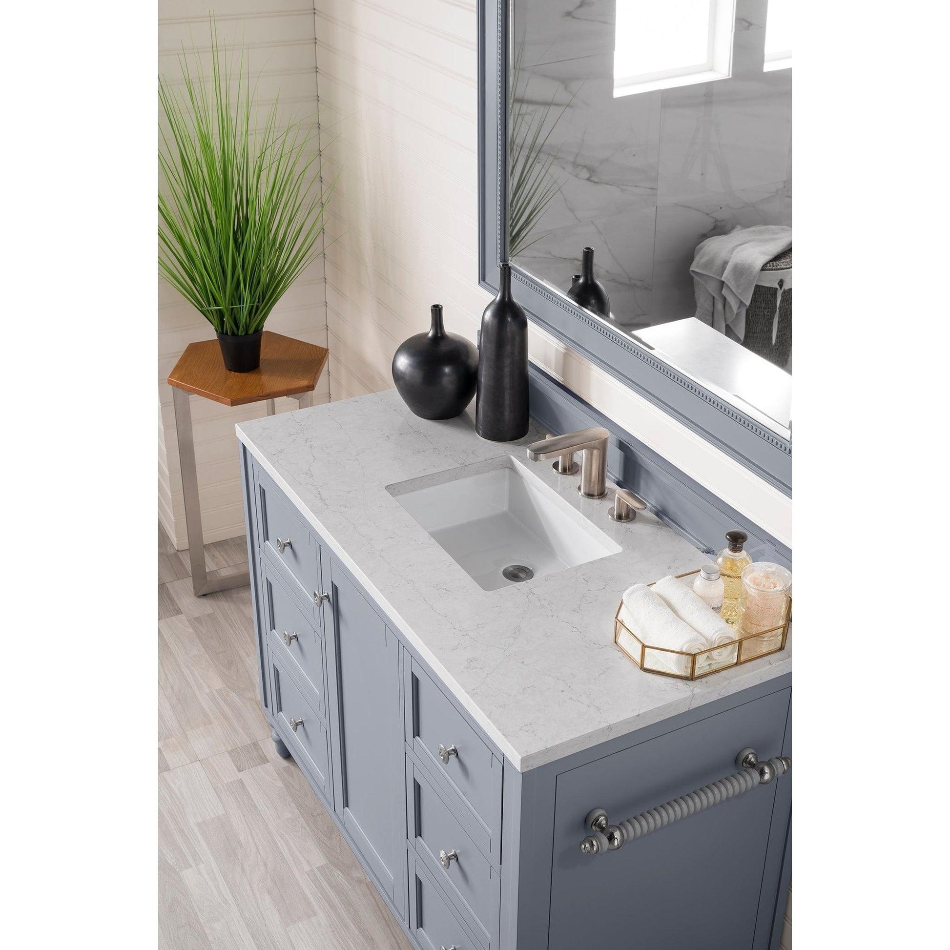 James Martin Vanities Copper Cove Encore 48" Silver Gray Single Vanity With 3cm Eternal Jasmine Pearl Quartz Top