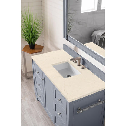 James Martin Vanities Copper Cove Encore 48" Silver Gray Single Vanity With 3cm Eternal Marfil Quartz Top