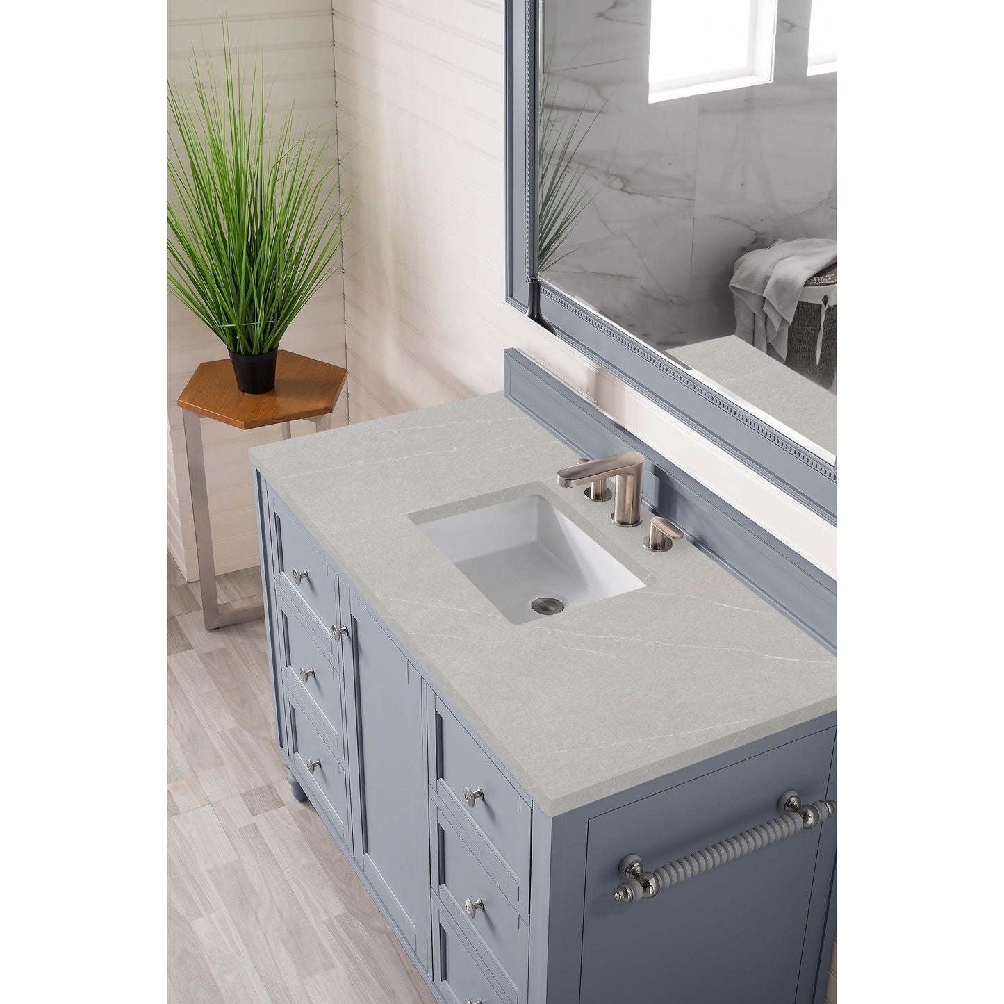 James Martin Vanities Copper Cove Encore 48" Silver Gray Single Vanity With 3cm Eternal Serena Quartz Top