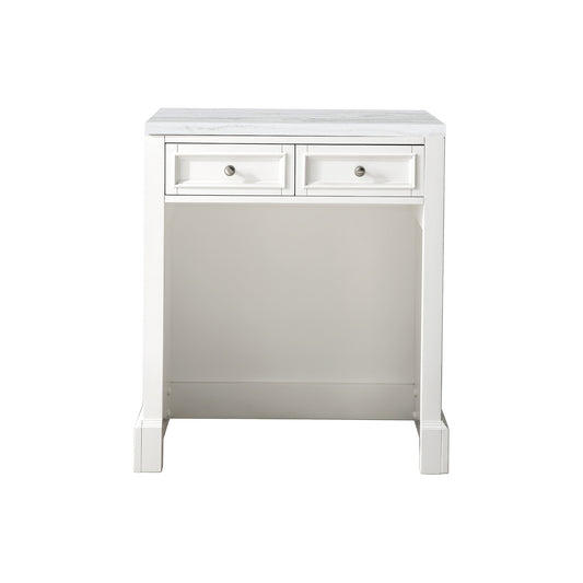 James Martin Vanities De Soto 30" Bright White Makeup Countertop With 3cm Arctic Fall Solid Surface Top