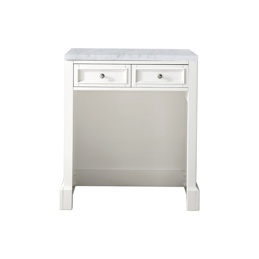 James Martin Vanities De Soto 30" Bright White Makeup Countertop With 3cm Carrara Marble Top