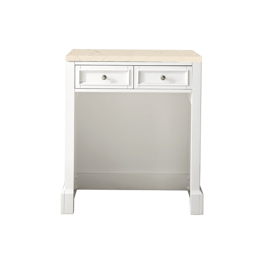 James Martin Vanities De Soto 30" Bright White Makeup Countertop With 3cm Eternal Marfil Quartz Top