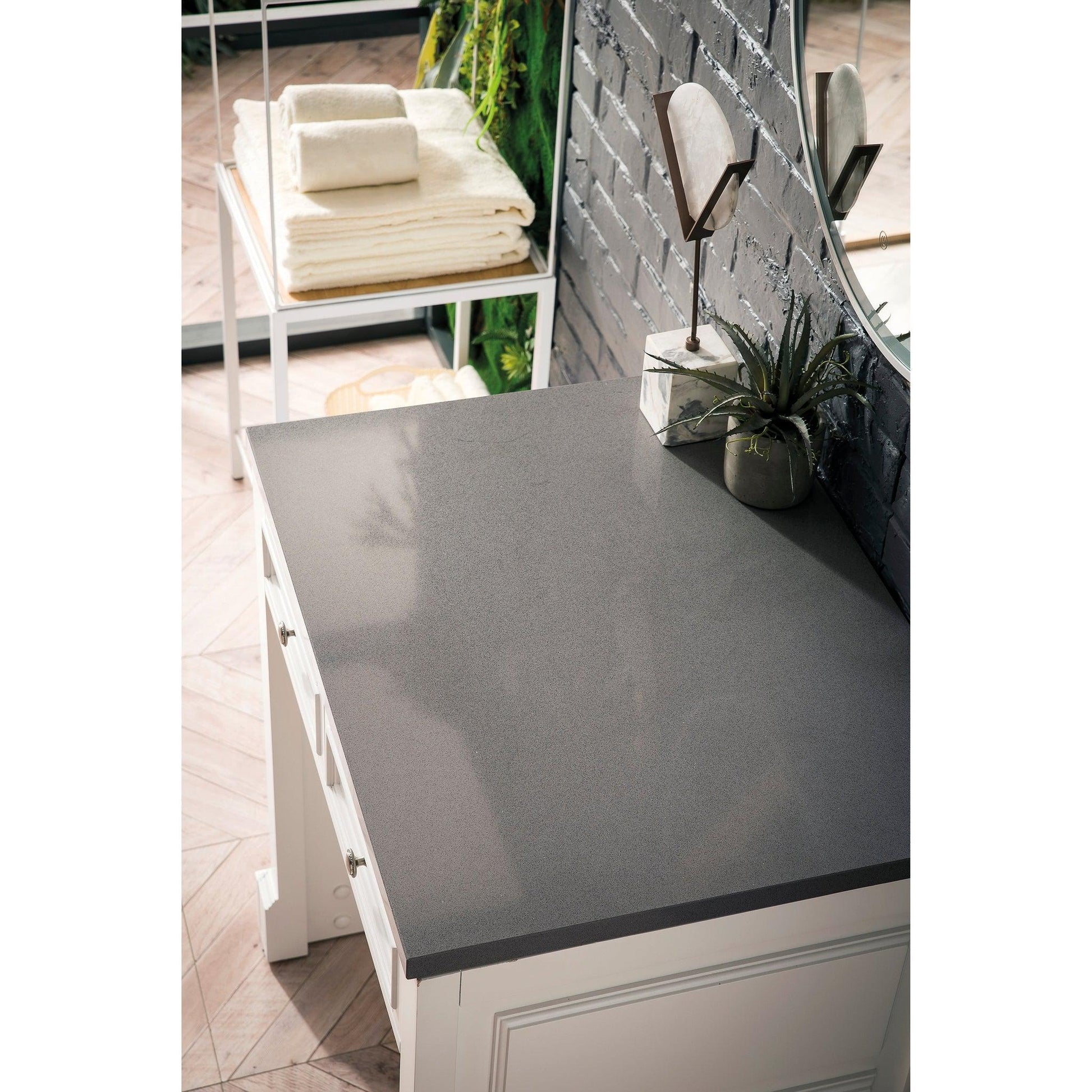 James Martin Vanities De Soto 30" Bright White Makeup Countertop With 3cm Grey Expo Quartz Top