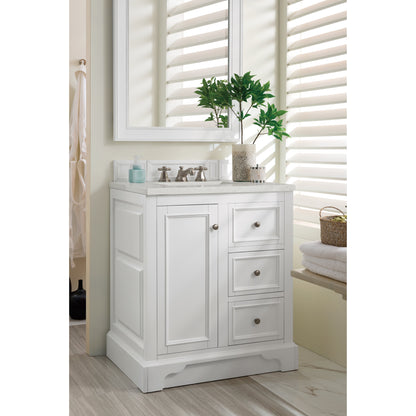 James Martin Vanities De Soto 30" Bright White Single Vanity With 3 cm Lime Delight Quartz Top