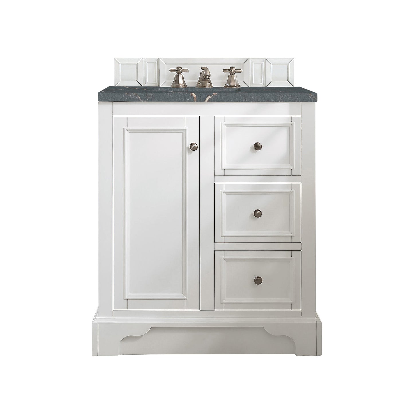 James Martin Vanities De Soto 30" Bright White Single Vanity With 3 cm Parisien Bleu Quartz Top