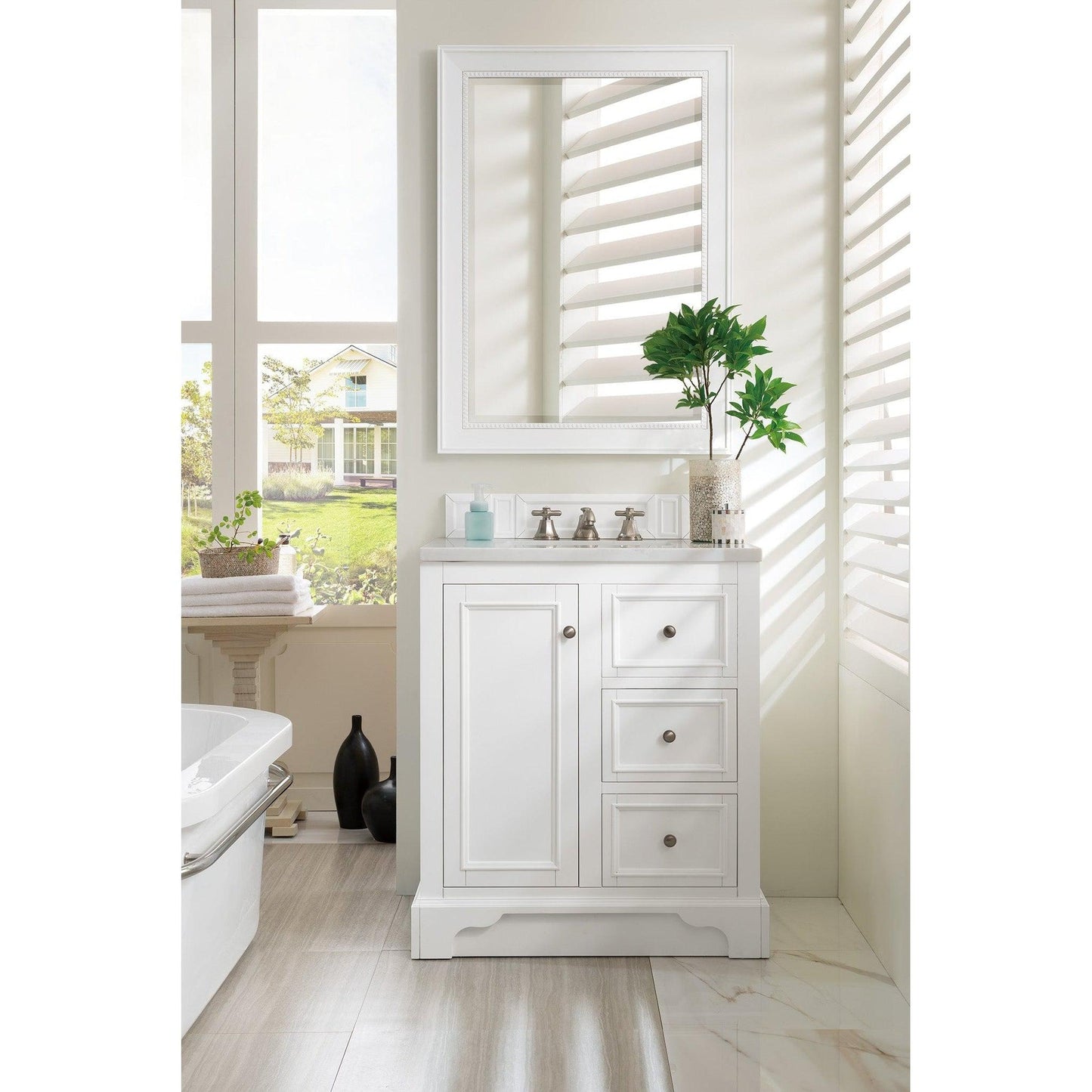 James Martin Vanities De Soto 30" Bright White Single Vanity With 3cm Arctic Fall Solid Surface Top