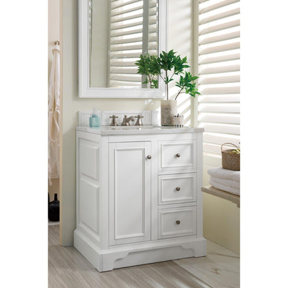 James Martin Vanities De Soto 30" Bright White Single Vanity With 3cm Arctic Fall Solid Surface Top