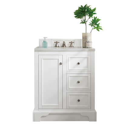 James Martin Vanities De Soto 30" Bright White Single Vanity With 3cm Arctic Fall Solid Surface Top