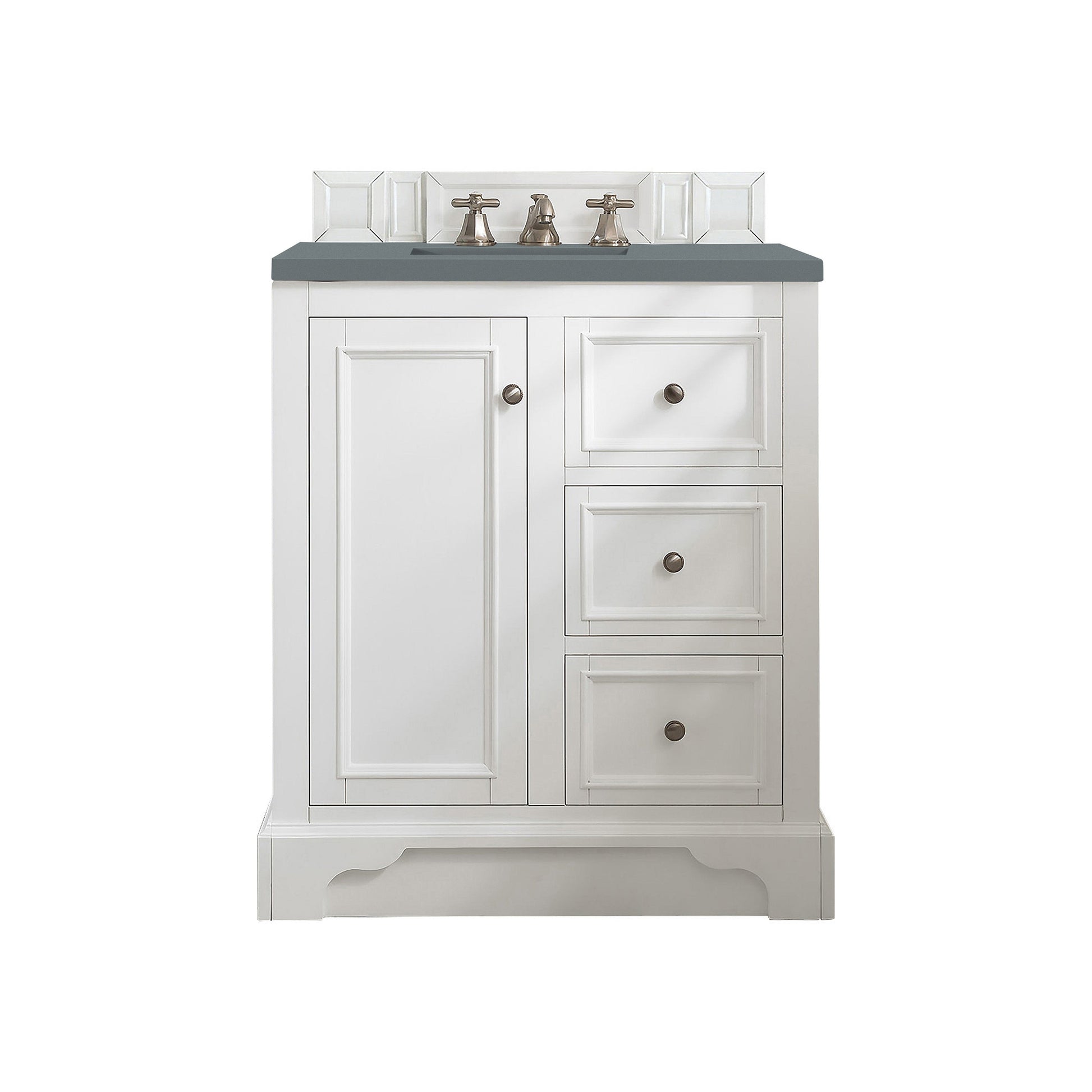 James Martin Vanities De Soto 30" Bright White Single Vanity With 3cm Cala Blue Quartz Top