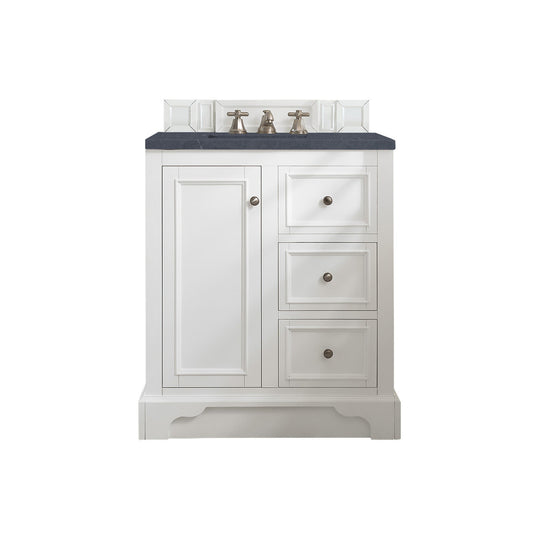 James Martin Vanities De Soto 30" Bright White Single Vanity With 3cm Charcoal Soapstone Quartz Top