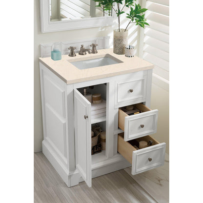 James Martin Vanities De Soto 30" Bright White Single Vanity With 3cm Eternal Marfil Quartz Top