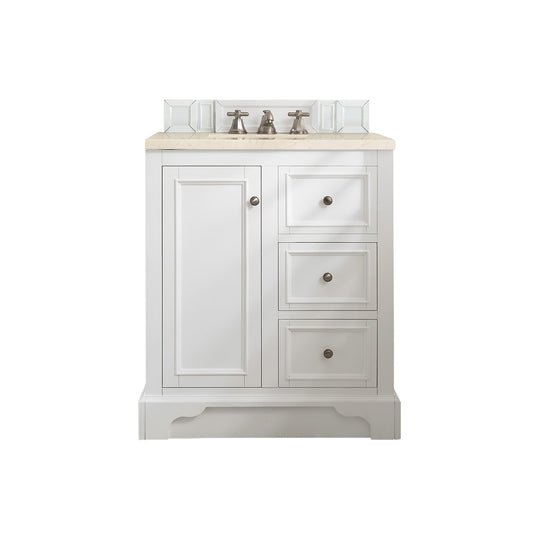 James Martin Vanities De Soto 30" Bright White Single Vanity With 3cm Eternal Marfil Quartz Top