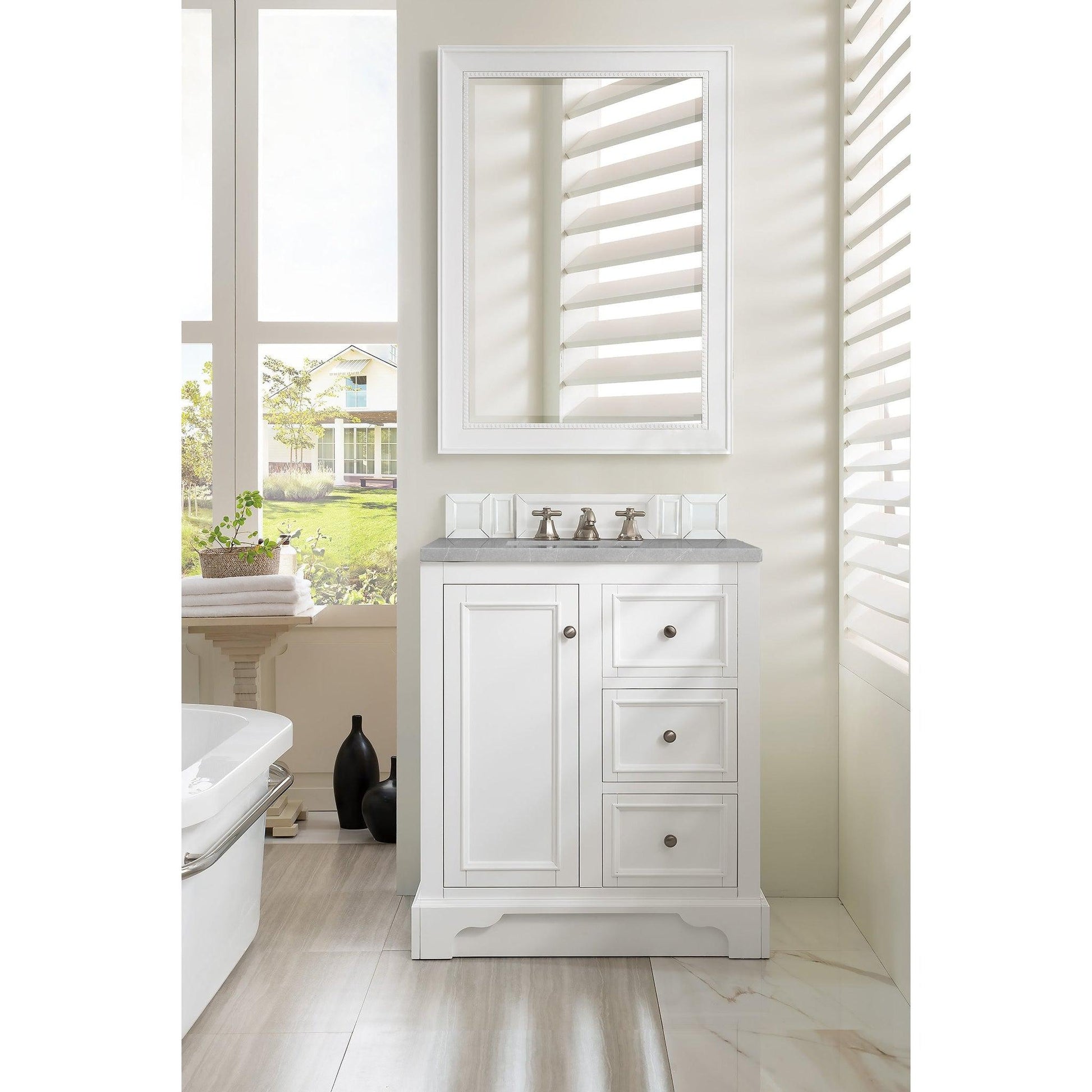 James Martin Vanities De Soto 30" Bright White Single Vanity With 3cm Eternal Serena Quartz Top