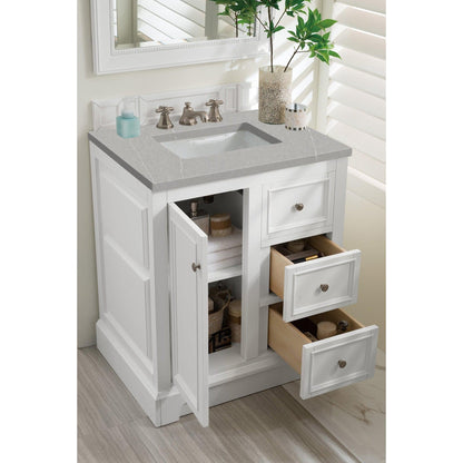 James Martin Vanities De Soto 30" Bright White Single Vanity With 3cm Eternal Serena Quartz Top