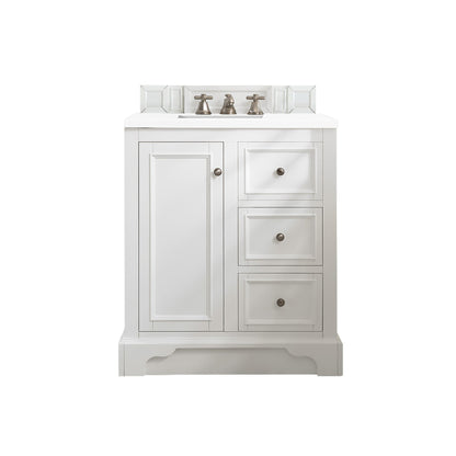 James Martin Vanities De Soto 30" Bright White Single Vanity With 3cm White Zeus Quartz Top