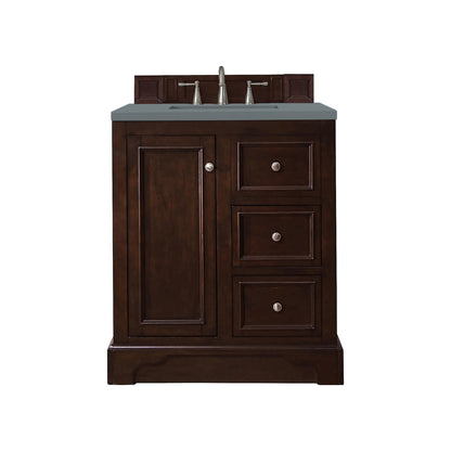 James Martin Vanities De Soto 30" Burnished Mahogany Single Vanity With 3cm Charcoal Soapstone Quartz Top