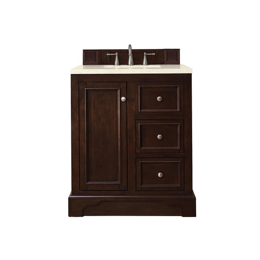 James Martin Vanities De Soto 30" Burnished Mahogany Single Vanity With 3cm Eternal Marfil Quartz Top