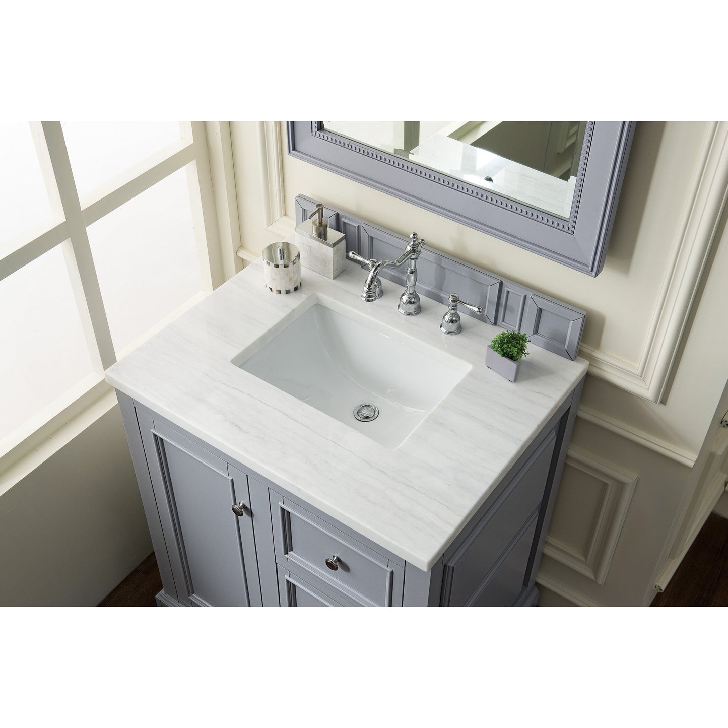 James Martin Vanities De Soto 30" Silver Gray Single Vanity With 3cm Arctic Fall Solid Surface Top