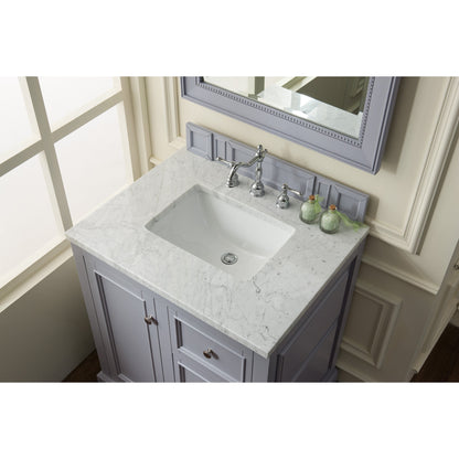 James Martin Vanities De Soto 30" Silver Gray Single Vanity With 3cm Carrara Marble Top