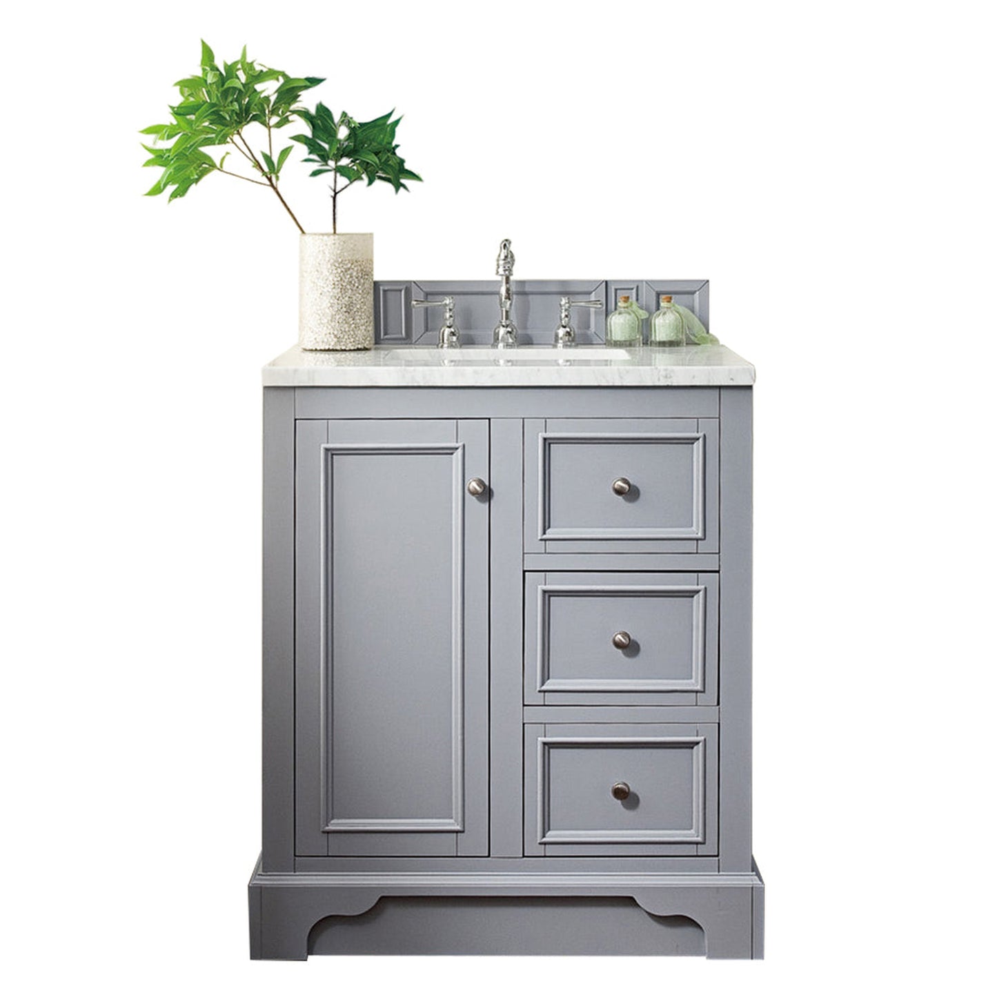 James Martin Vanities De Soto 30" Silver Gray Single Vanity With 3cm Carrara Marble Top