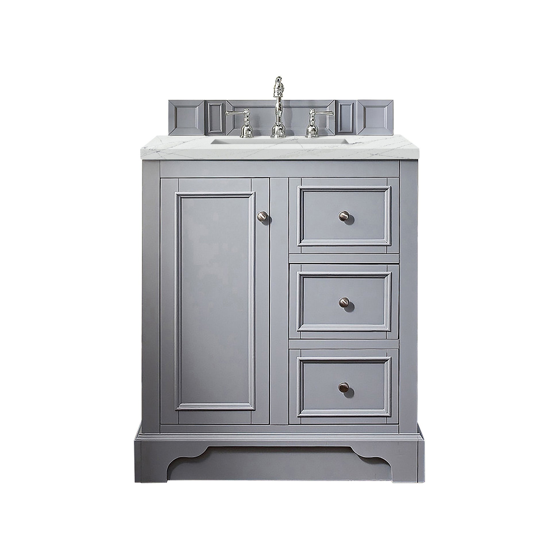 James Martin Vanities De Soto 30" Silver Gray Single Vanity With 3cm Ethereal Noctis Quartz Top