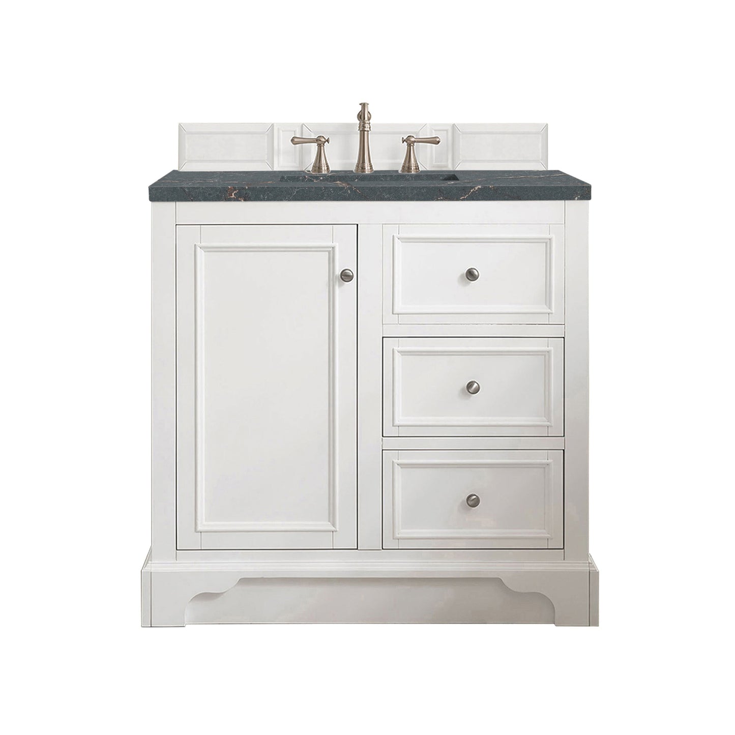 James Martin Vanities De Soto 36" Bright White Single Vanity With 3 cm Parisien Bleu Quartz Top