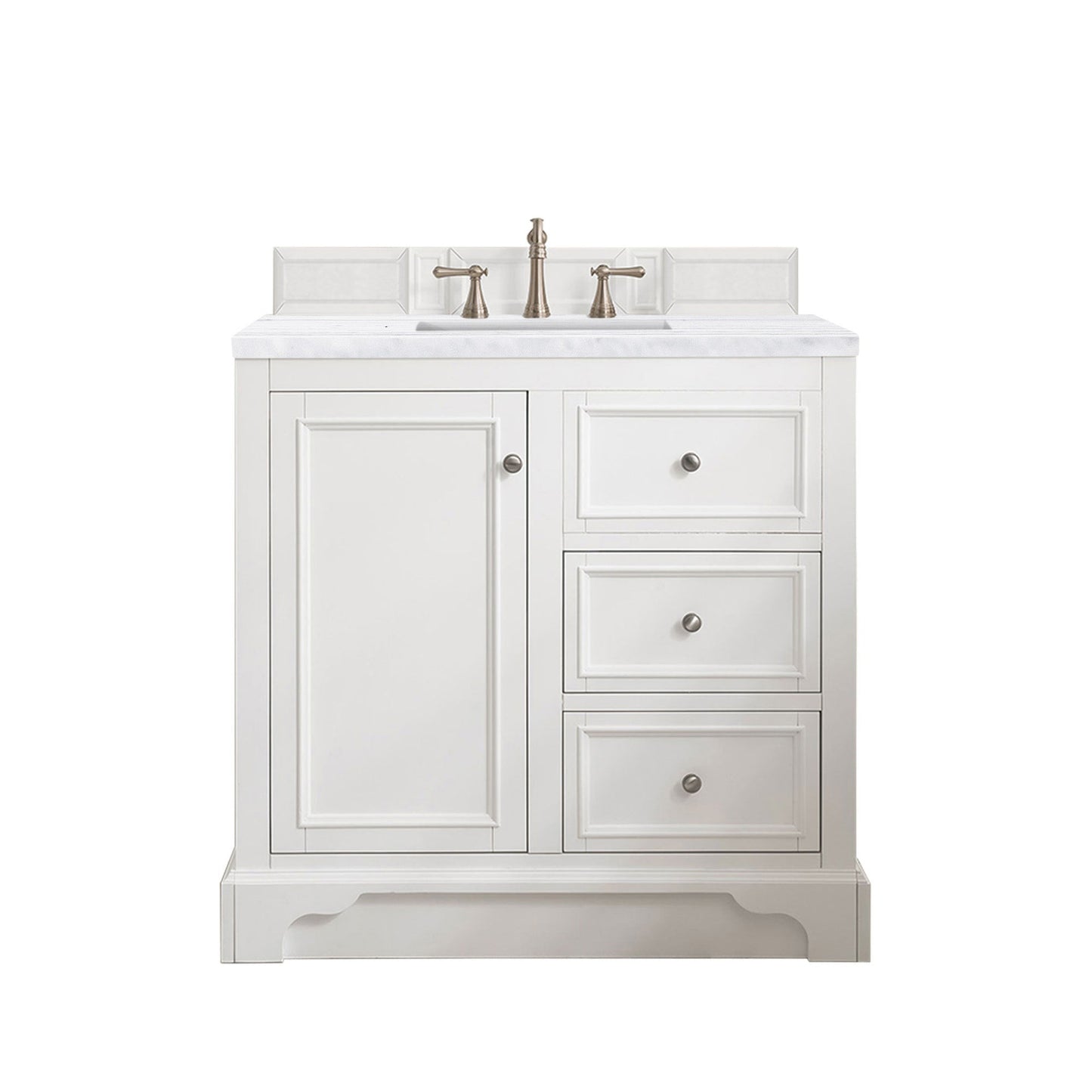 James Martin Vanities De Soto 36" Bright White Single Vanity With 3cm Arctic Fall Solid Surface Top