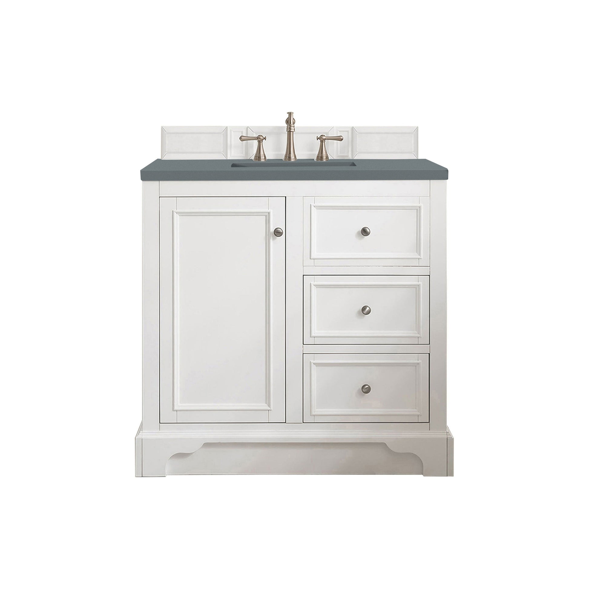 James Martin Vanities De Soto 36" Bright White Single Vanity With 3cm Cala Blue Quartz Top