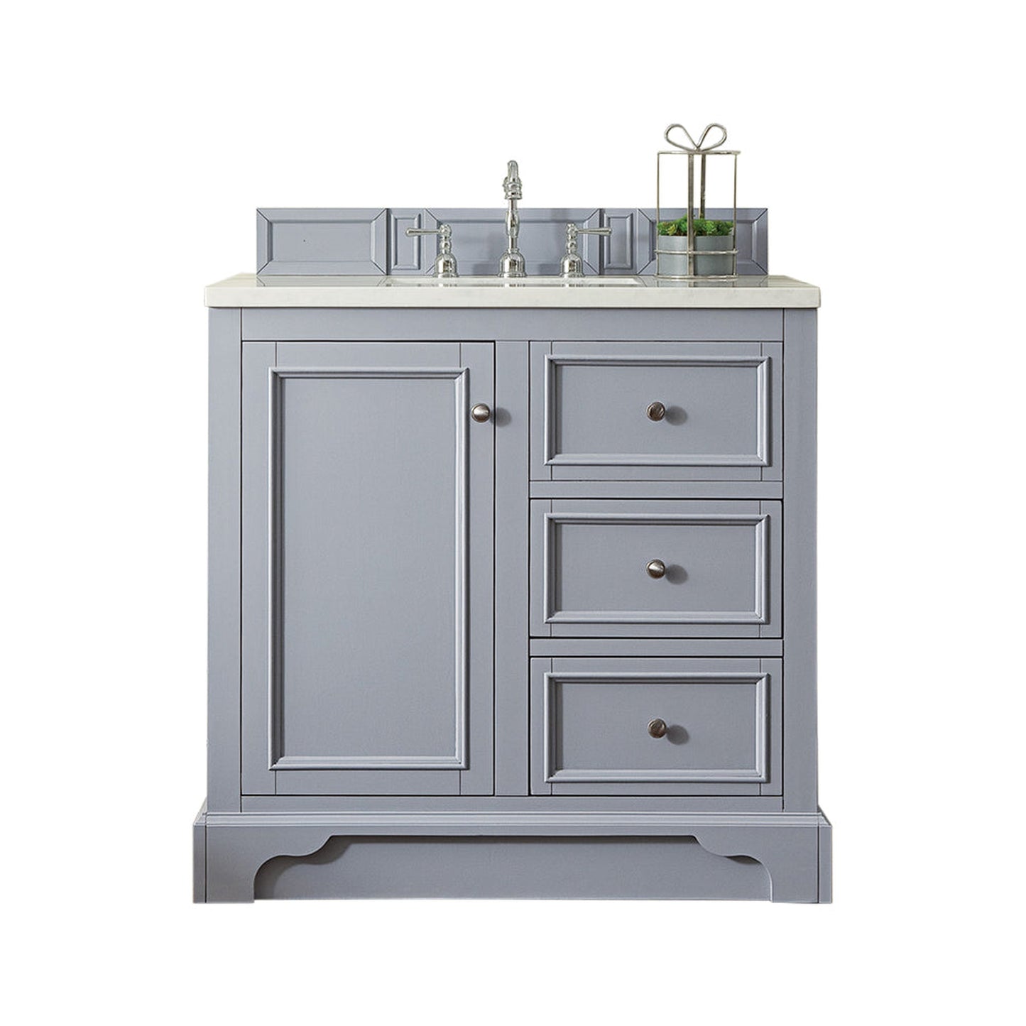 James Martin Vanities De Soto 36" Silver Gray Single Vanity With 3cm Carrara Marble Top