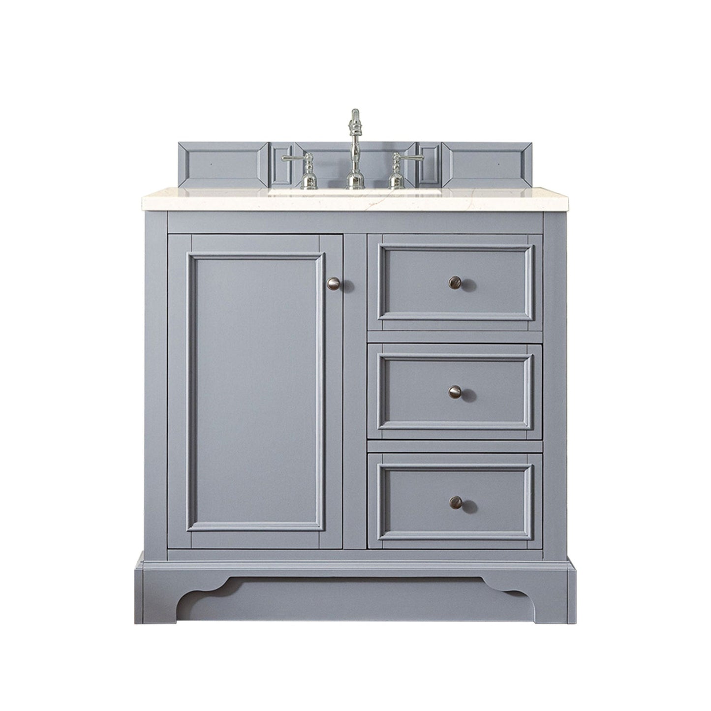 James Martin Vanities De Soto 36" Silver Gray Single Vanity With 3cm Eternal Marfil Quartz Top