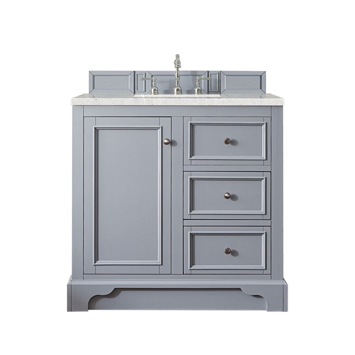 James Martin Vanities De Soto 36" Silver Gray Single Vanity With 3cm Eternal Serena Quartz Top