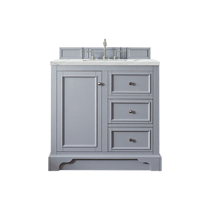 James Martin Vanities De Soto 36" Silver Gray Single Vanity With 3cm Ethereal Noctis Quartz Top