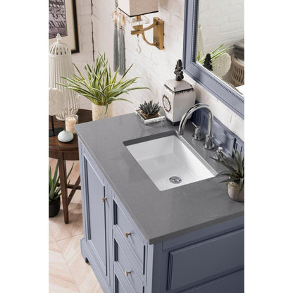 James Martin Vanities De Soto 36" Silver Gray Single Vanity With 3cm Grey Expo Quartz Top