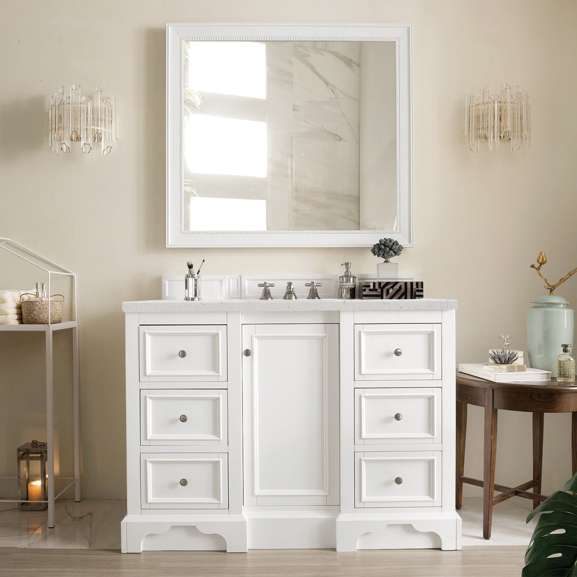 James Martin Vanities De Soto 48" Bright White Single Vanity With 3 cm Lime Delight Quartz Top