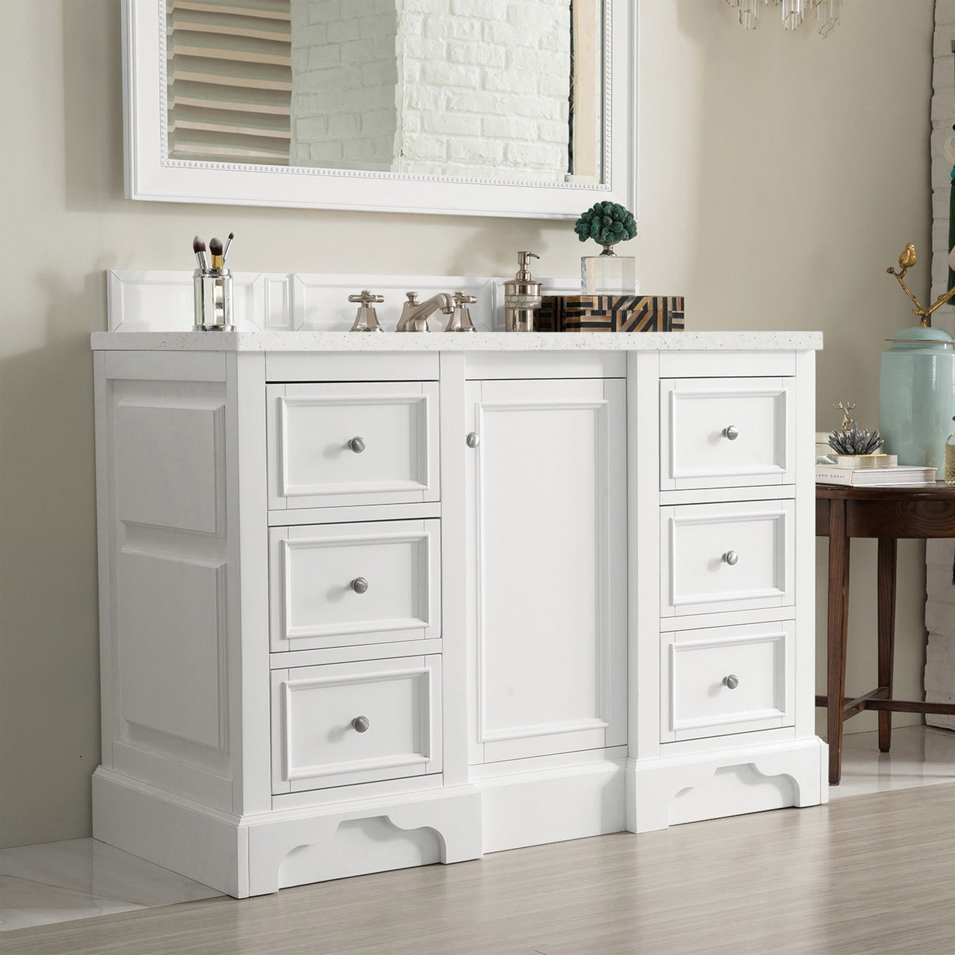 James Martin Vanities De Soto 48" Bright White Single Vanity With 3 cm Lime Delight Quartz Top