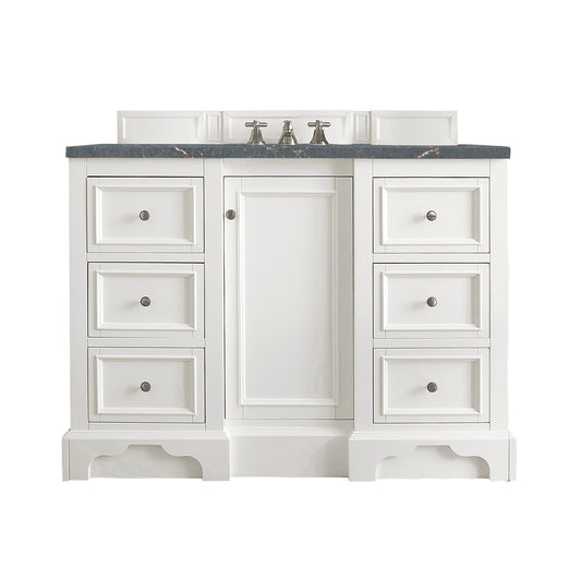 James Martin Vanities De Soto 48" Bright White Single Vanity With 3 cm Parisien Bleu Quartz Top