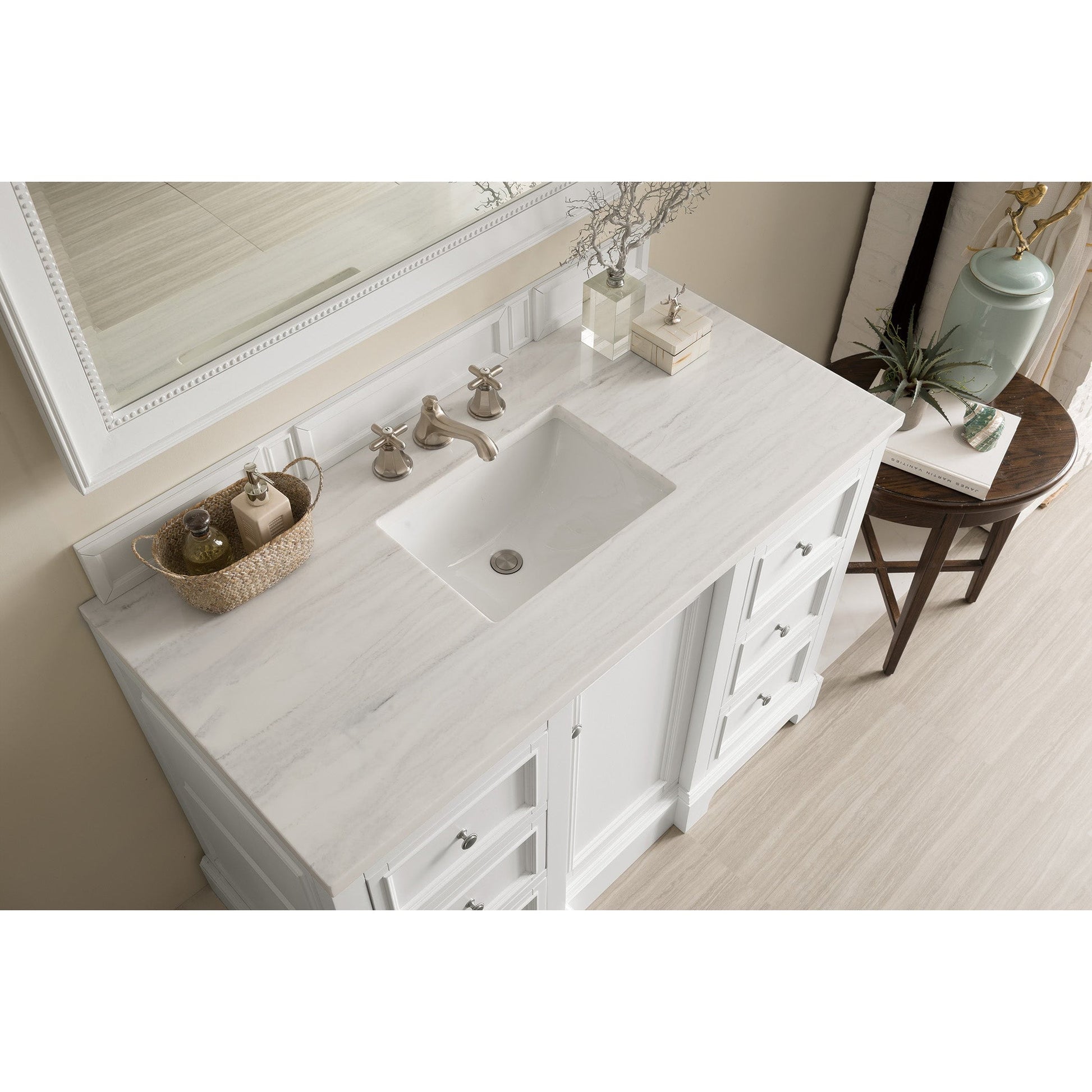 James Martin Vanities De Soto 48" Bright White Single Vanity With 3cm Arctic Fall Solid Surface Top