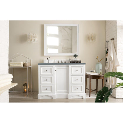 James Martin Vanities De Soto 48" Bright White Single Vanity With 3cm Cala Blue Quartz Top