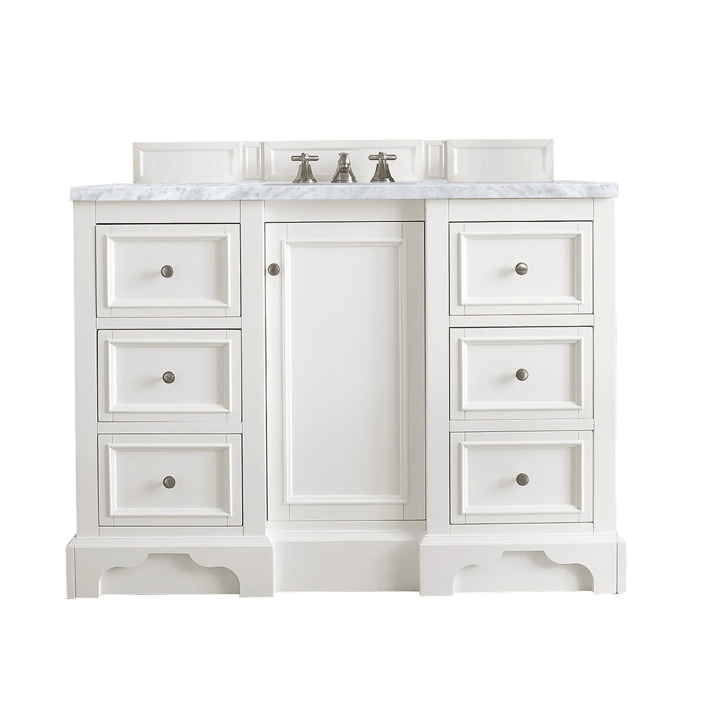 James Martin Vanities De Soto 48" Bright White Single Vanity With 3cm Carrara Marble Top