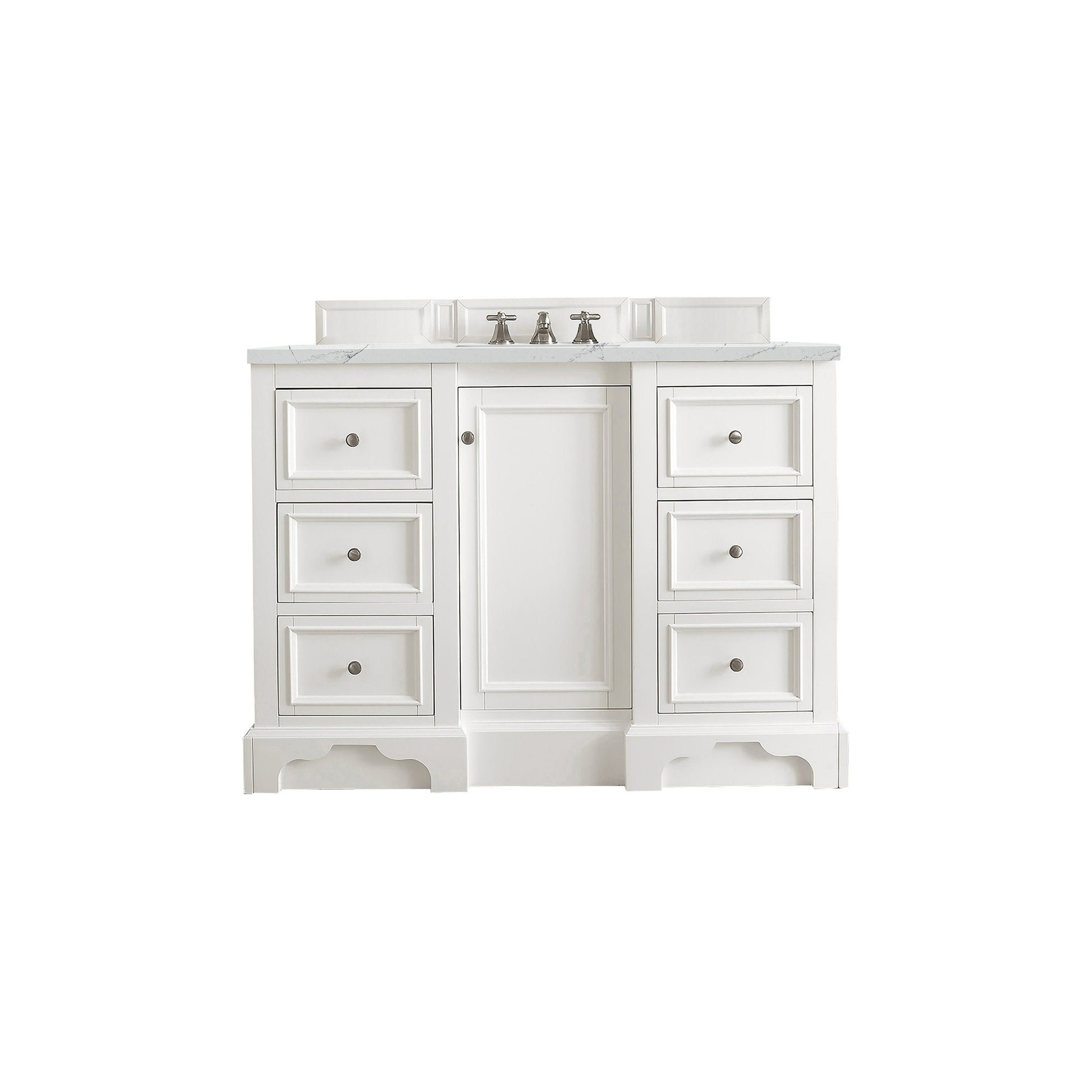 James Martin Vanities De Soto 48" Bright White Single Vanity With 3cm Ethereal Noctis Quartz Top