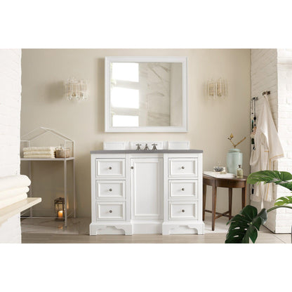 James Martin Vanities De Soto 48" Bright White Single Vanity With 3cm Grey Expo Quartz Top