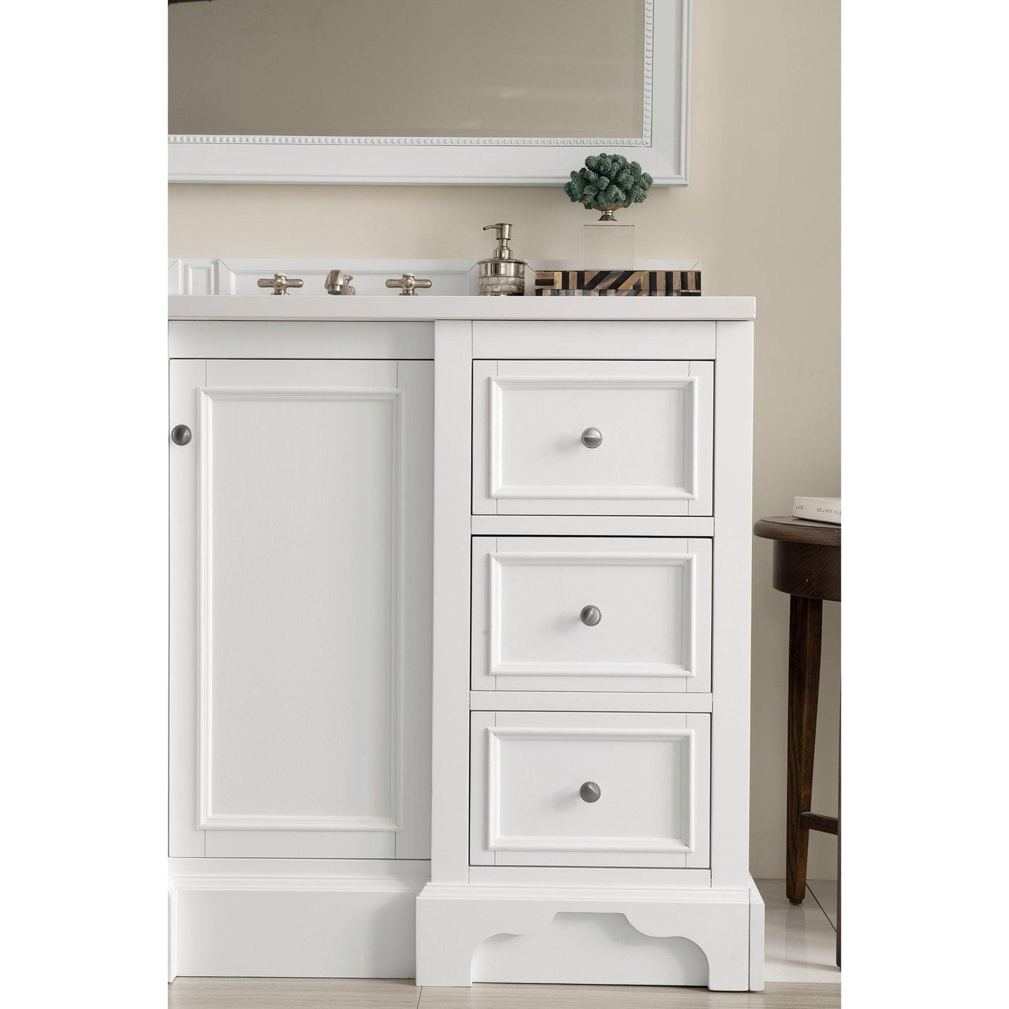 James Martin Vanities De Soto 48" Bright White Single Vanity With 3cm White Zeus Quartz Top